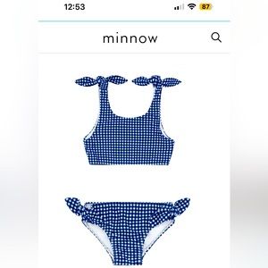 Minnow Girls Navy Gingham Tie-Knot Bikini